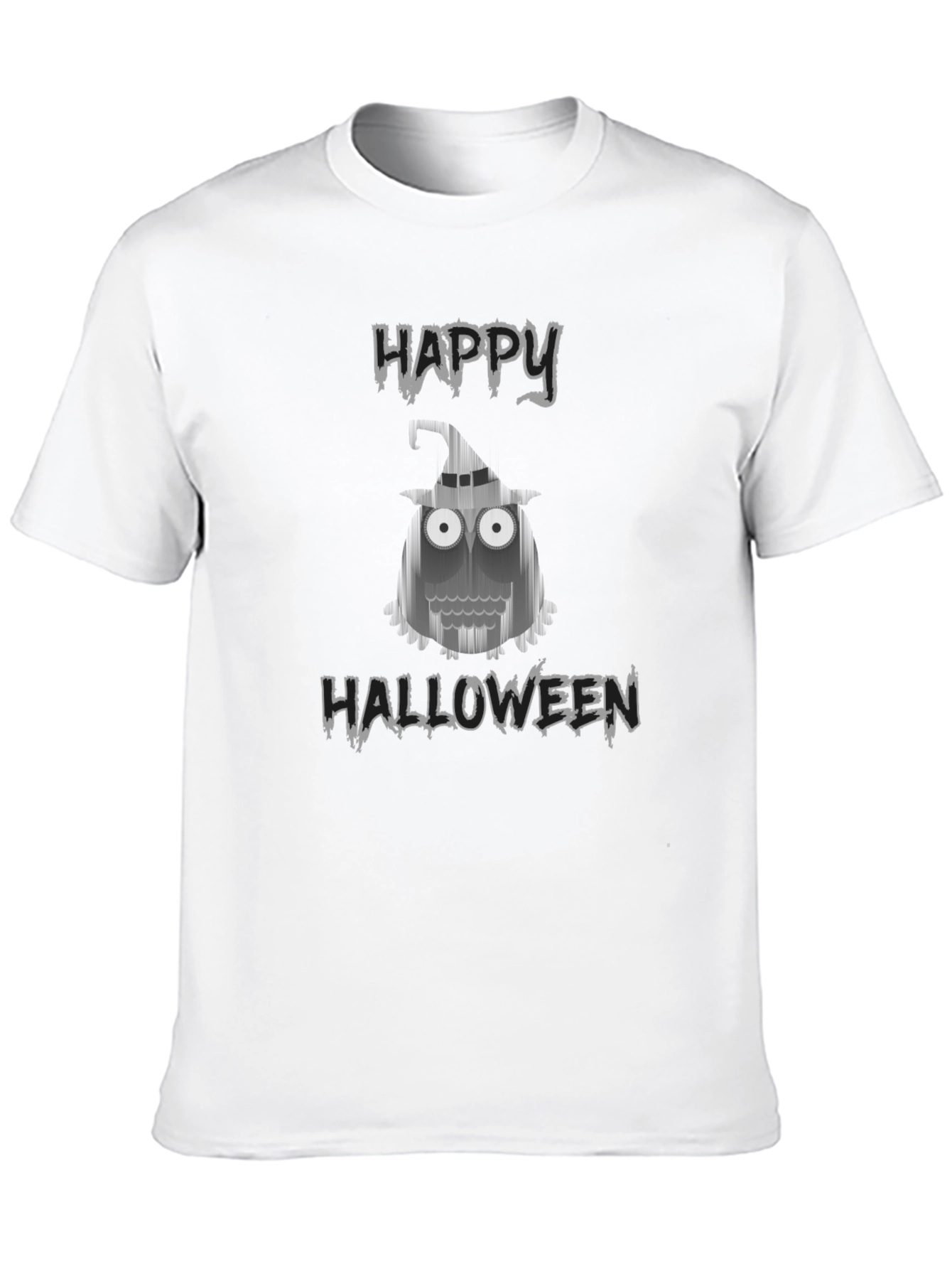 Camiseta Negra Halloween con Diseño de Búho Fantasmal