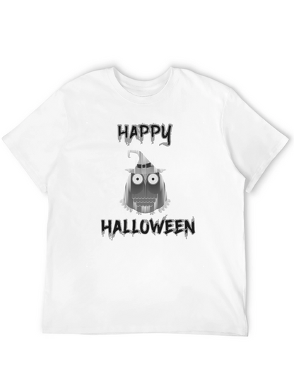 Camiseta Negra Halloween con Diseño de Búho Fantasmal