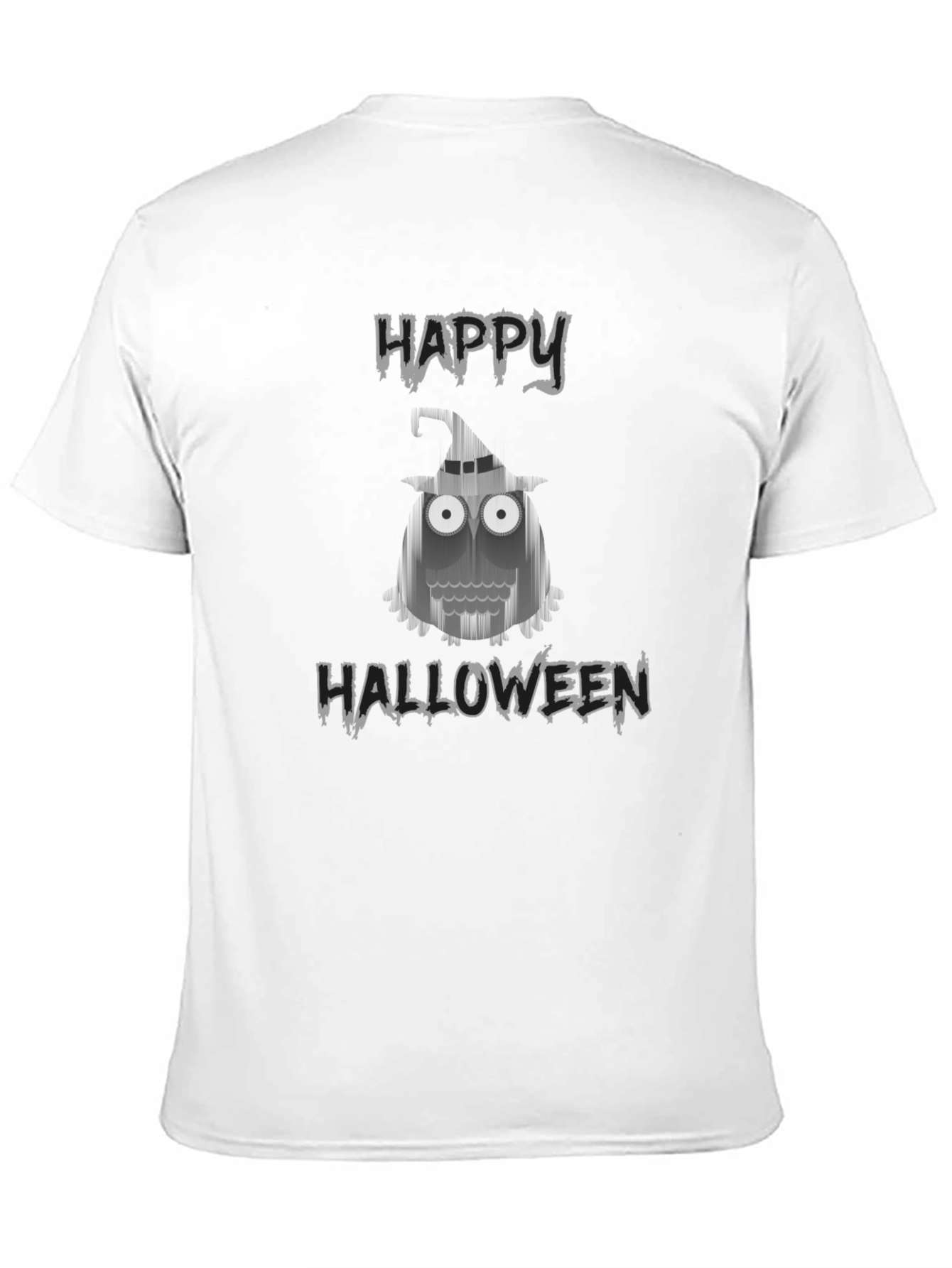Camiseta Negra Halloween con Diseño de Búho Fantasmal