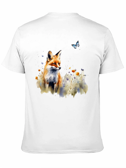 Camiseta Negra con Diseño de Zorro y Mariposa