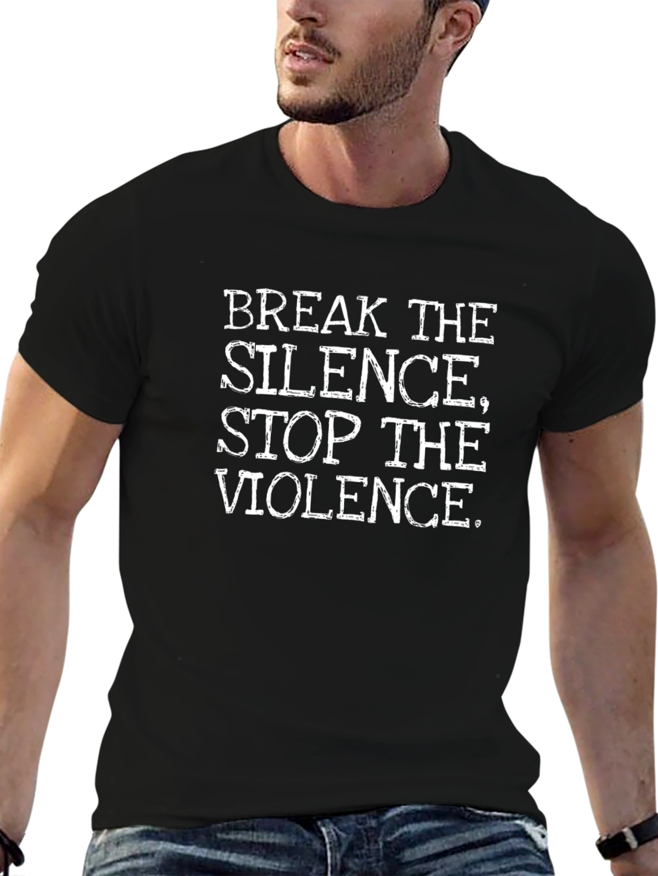 Camiseta Negra: Rompe el Silencio Detén la Violencia