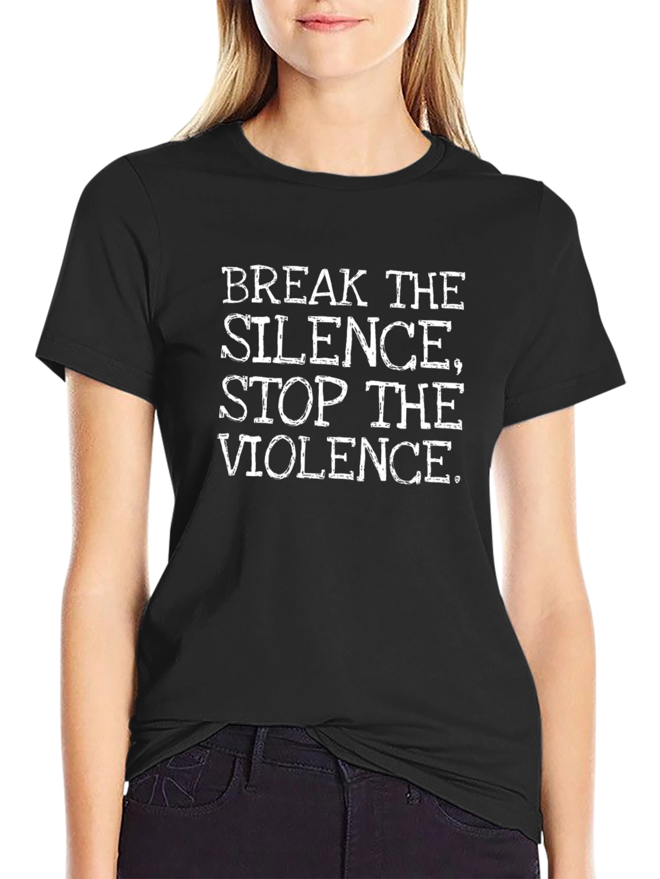 Camiseta Negra: Rompe el Silencio Detén la Violencia