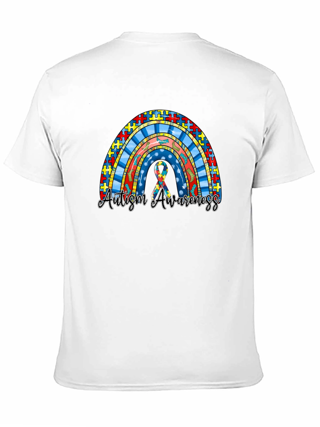 Camiseta Negra Con Diseño Arcoíris Concienciación Autismo