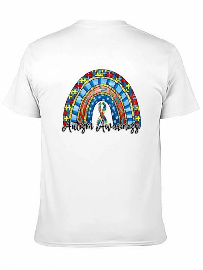 Camiseta Negra Con Diseño Arcoíris Concienciación Autismo