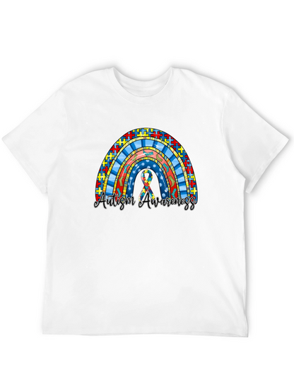 Camiseta Negra Con Diseño Arcoíris Concienciación Autismo