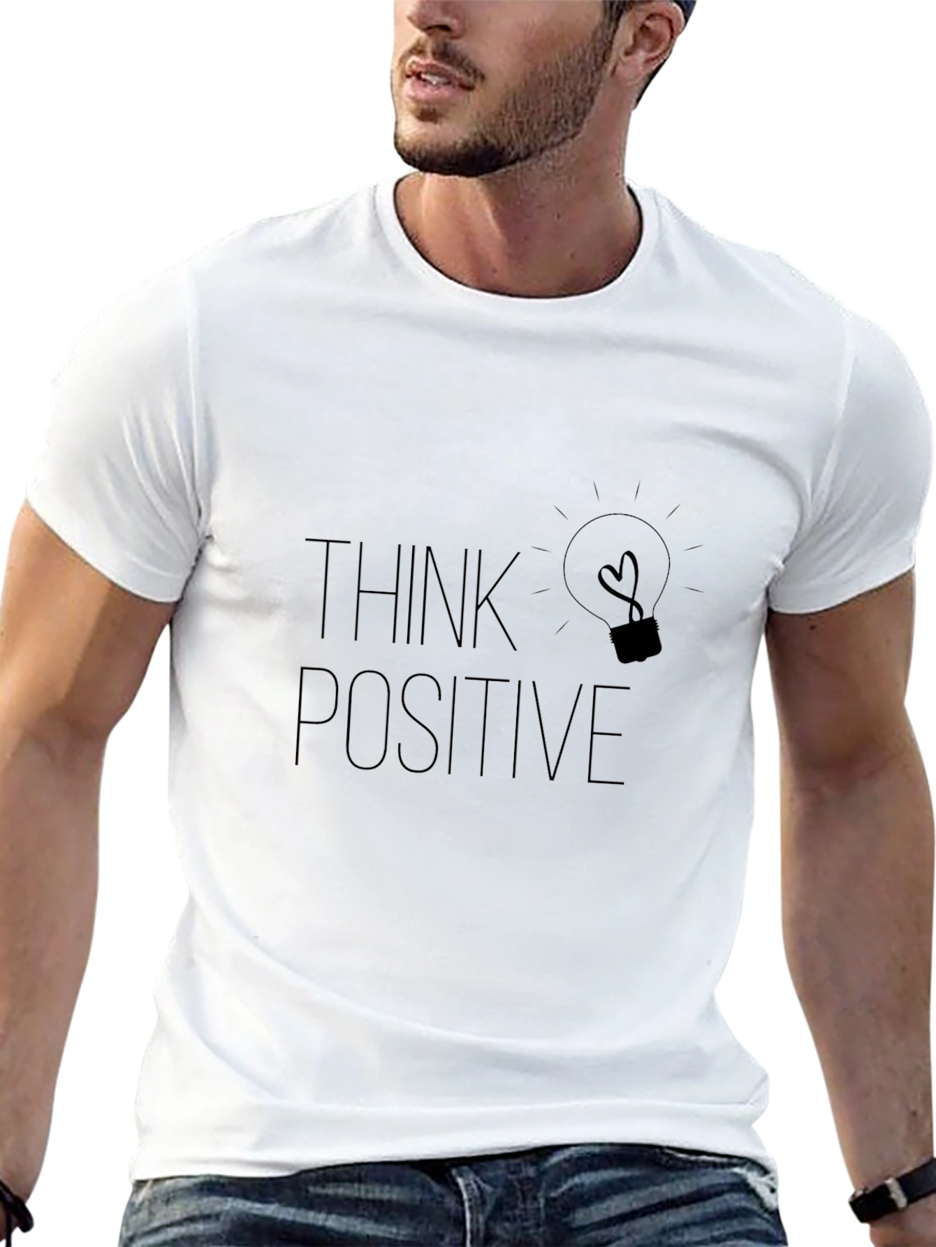 Camiseta Negra Piensa Positivo para Hombre