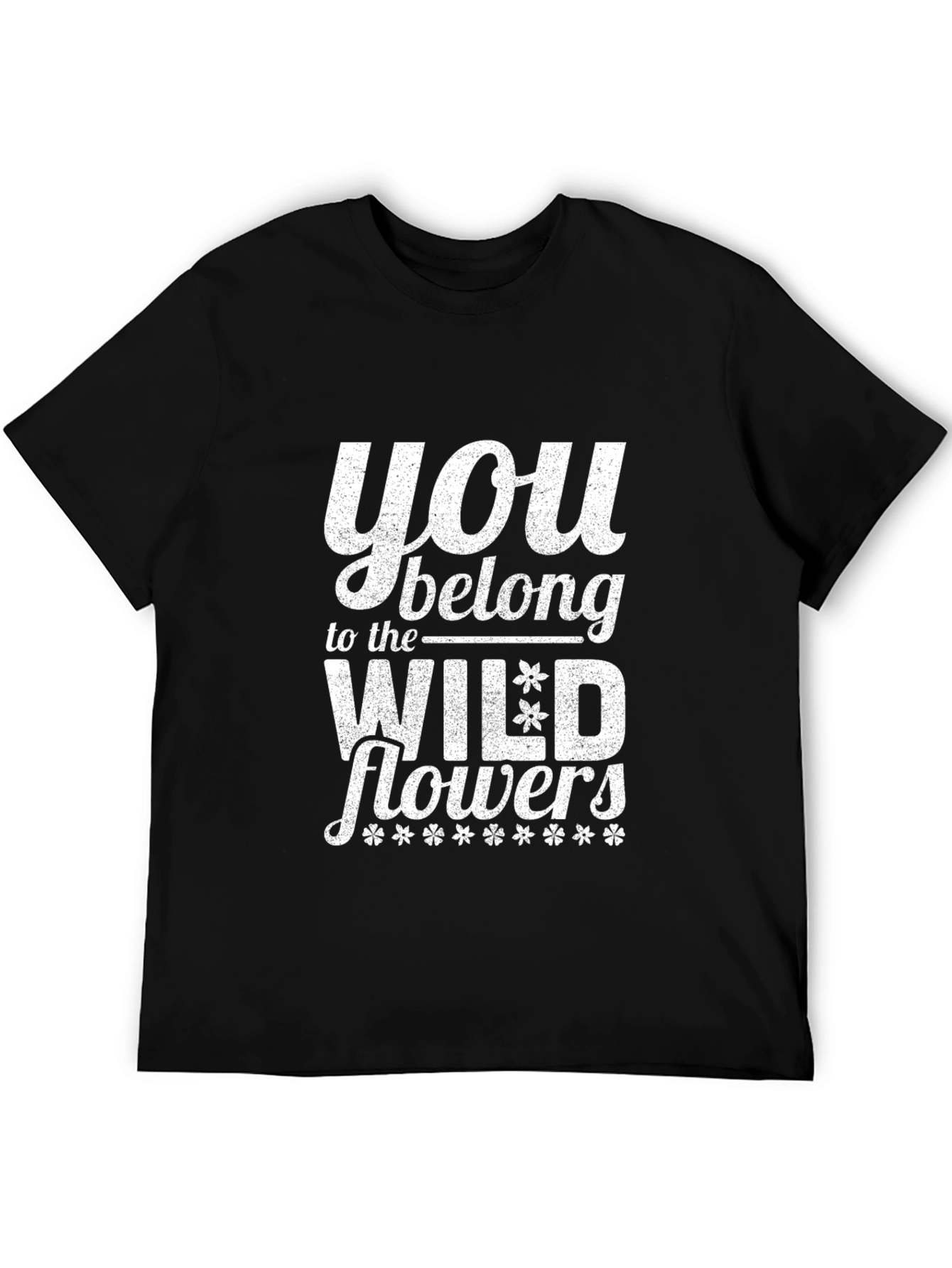 Camiseta Negra con Diseño Wildflowers