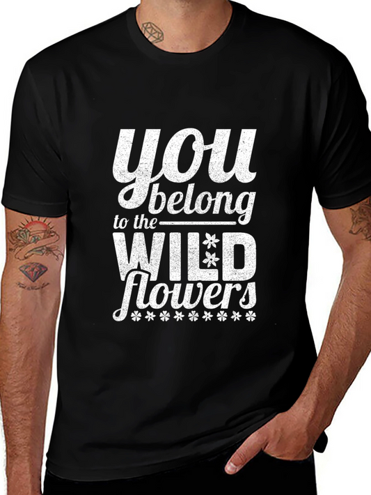 Camiseta Negra con Diseño Wildflowers