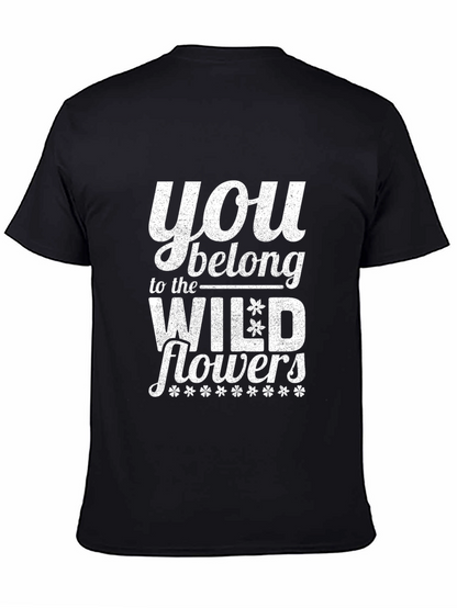 Camiseta Negra con Diseño Wildflowers