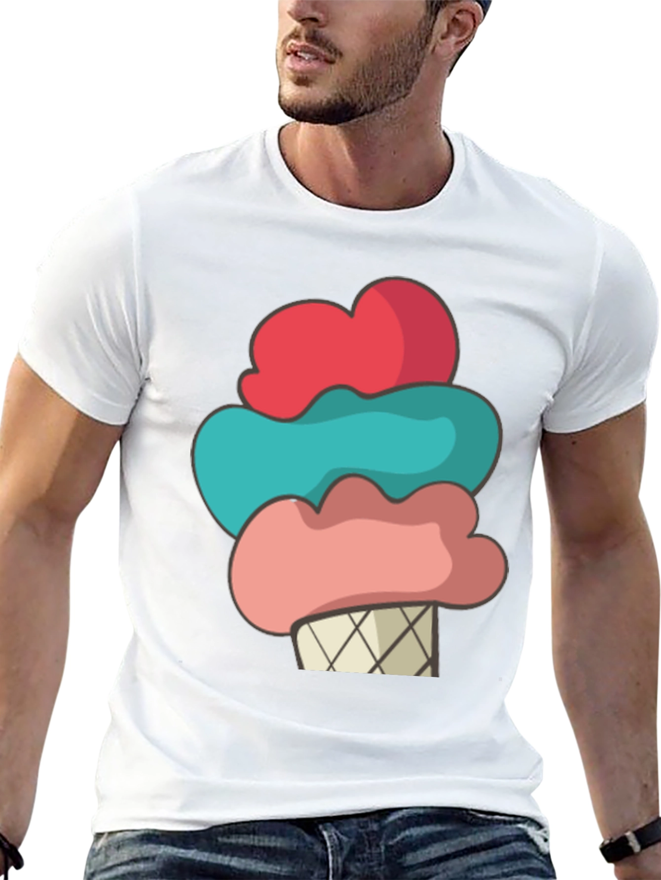 Camiseta Helado Divertido Hombre - Diseño Casual Verano