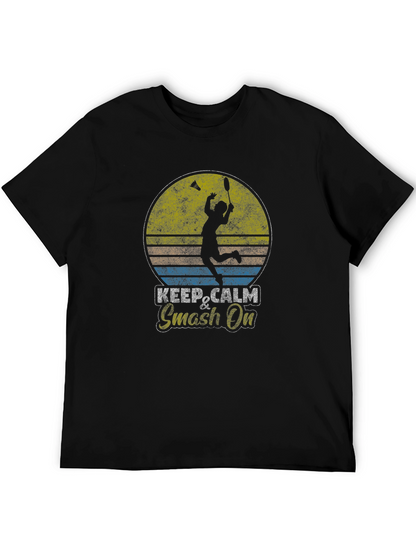 Camiseta Badminton Retro Keep Calm & Smash On