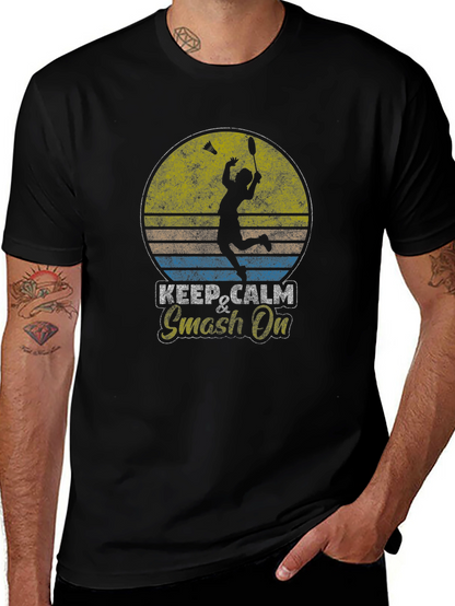 Camiseta Badminton Retro Keep Calm & Smash On