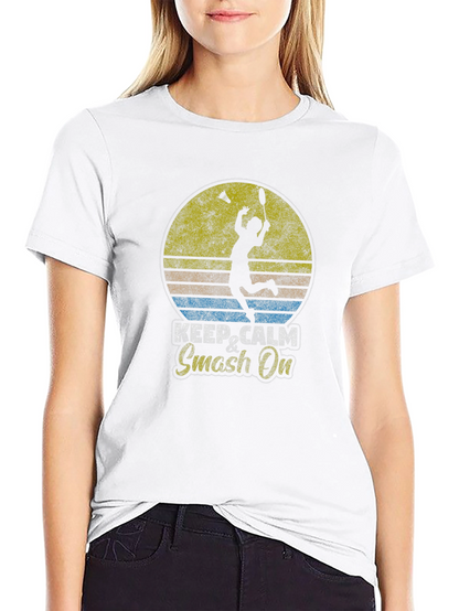 Camiseta Badminton Retro Keep Calm & Smash On