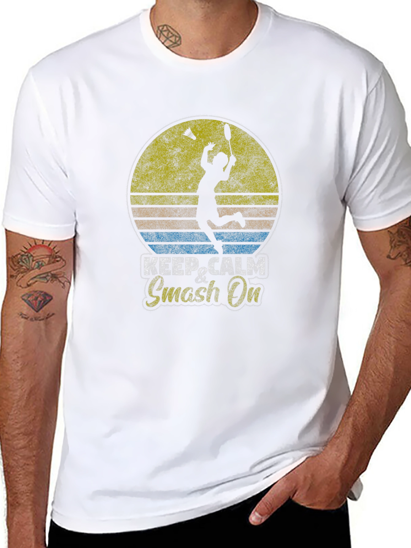 Camiseta Badminton Retro Keep Calm & Smash On