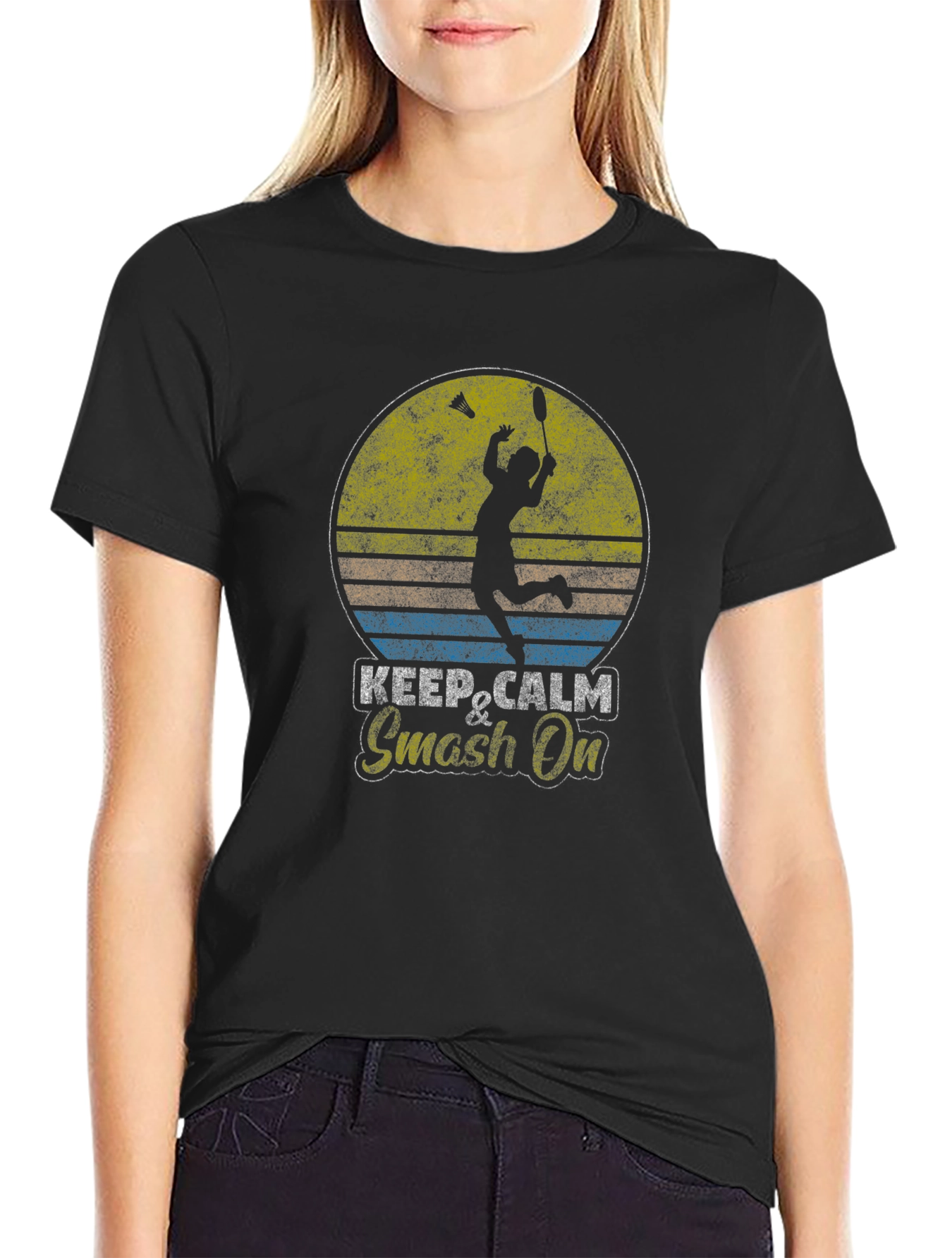 Camiseta Badminton Retro Keep Calm & Smash On