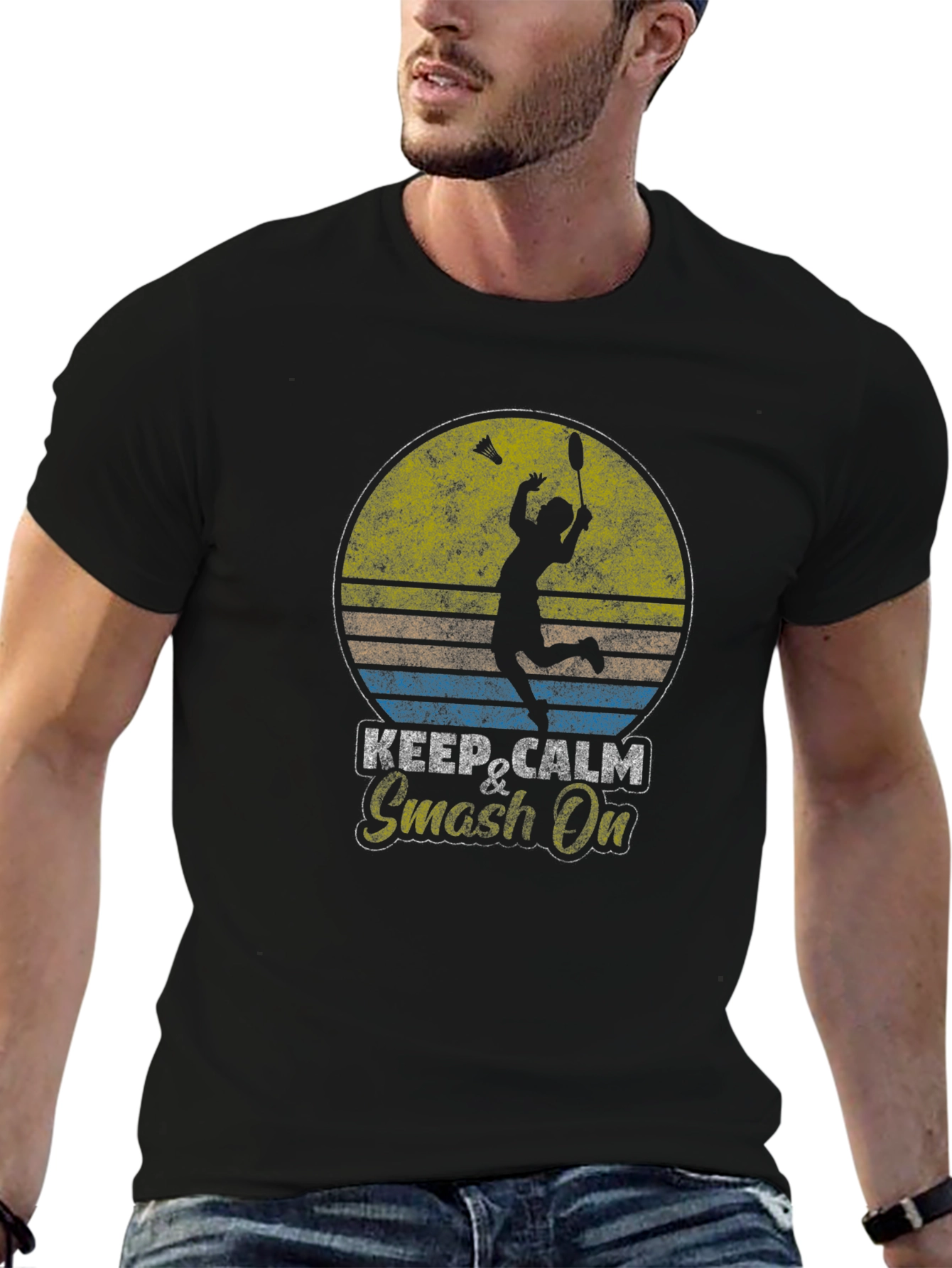 Camiseta Badminton Retro Keep Calm & Smash On