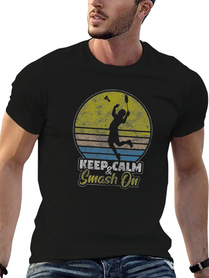 Camiseta Badminton Retro Keep Calm & Smash On