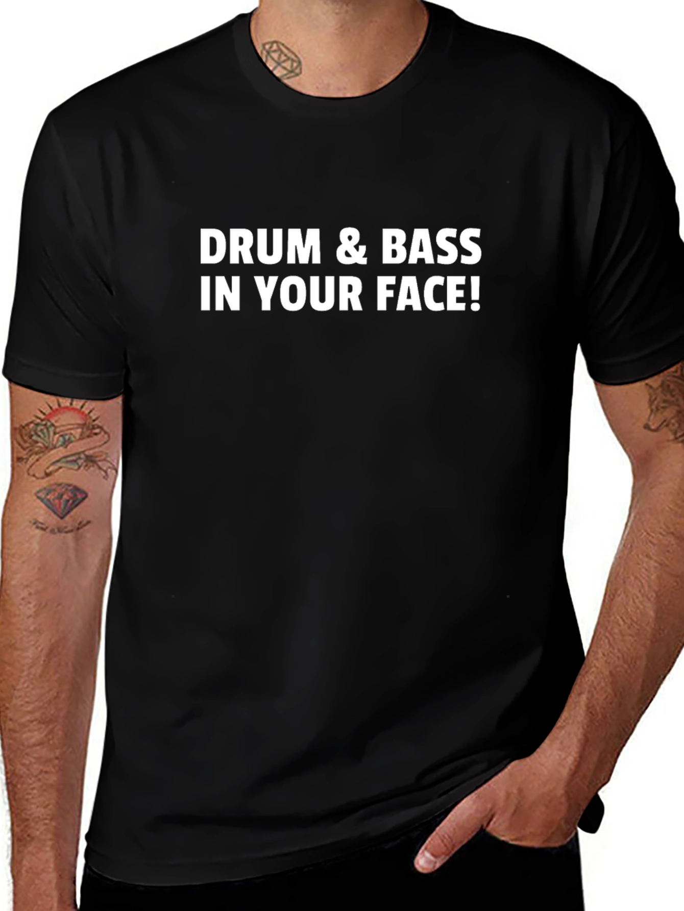 Camiseta Negra: ¡Drum & Bass In Your Face!
