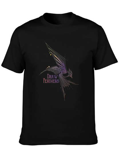 Camiseta Negra Draw Feathers para Hombre