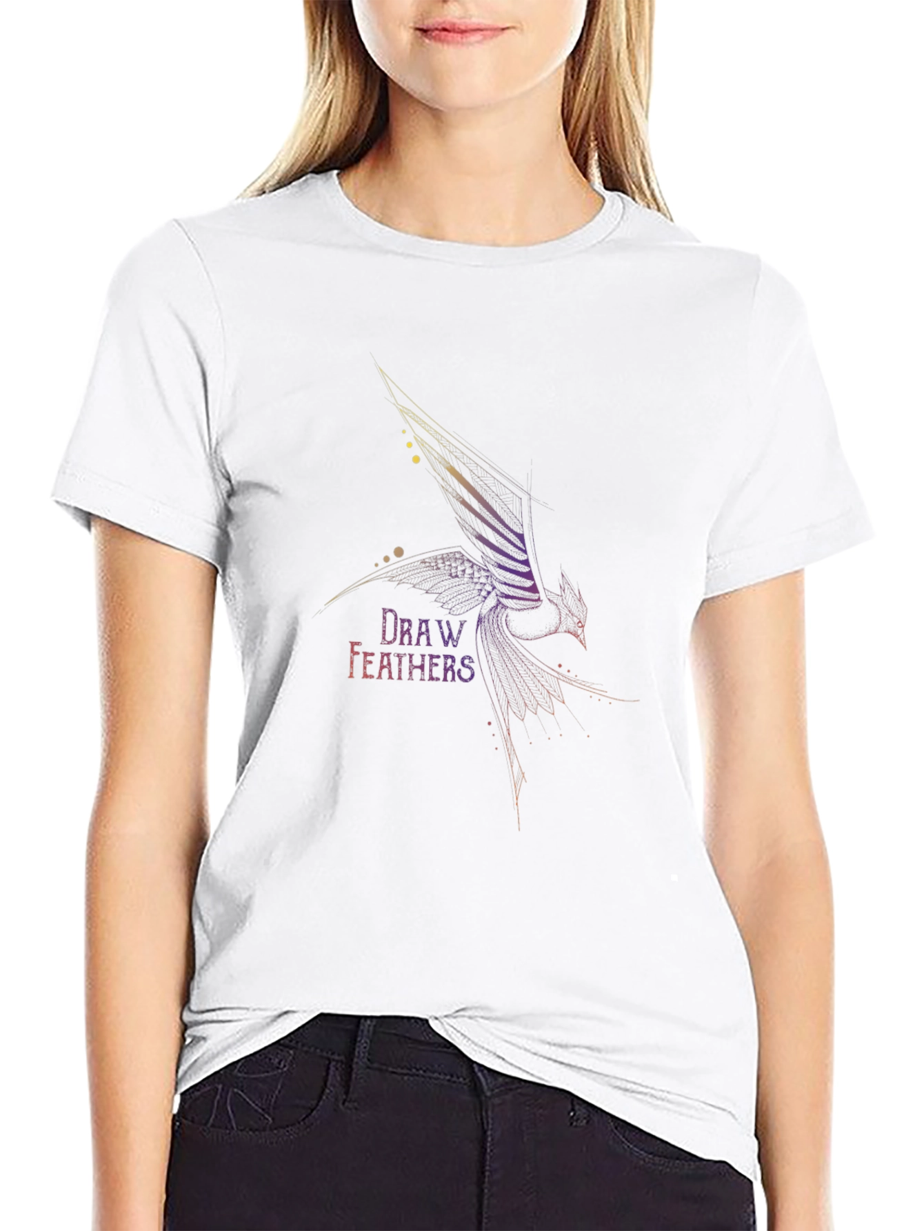 Camiseta Negra Draw Feathers para Hombre