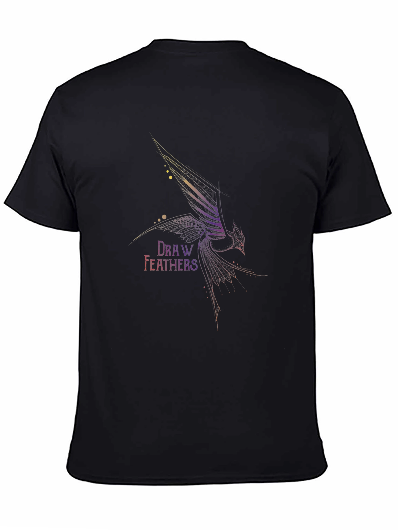Camiseta Negra Draw Feathers para Hombre