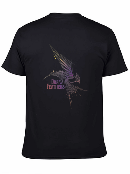 Camiseta Negra Draw Feathers para Hombre