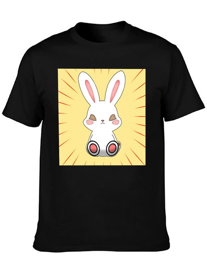 Camiseta Negra con Diseño de Conejito Kawaii