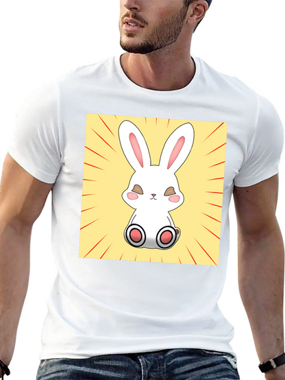 Camiseta Negra con Diseño de Conejito Kawaii