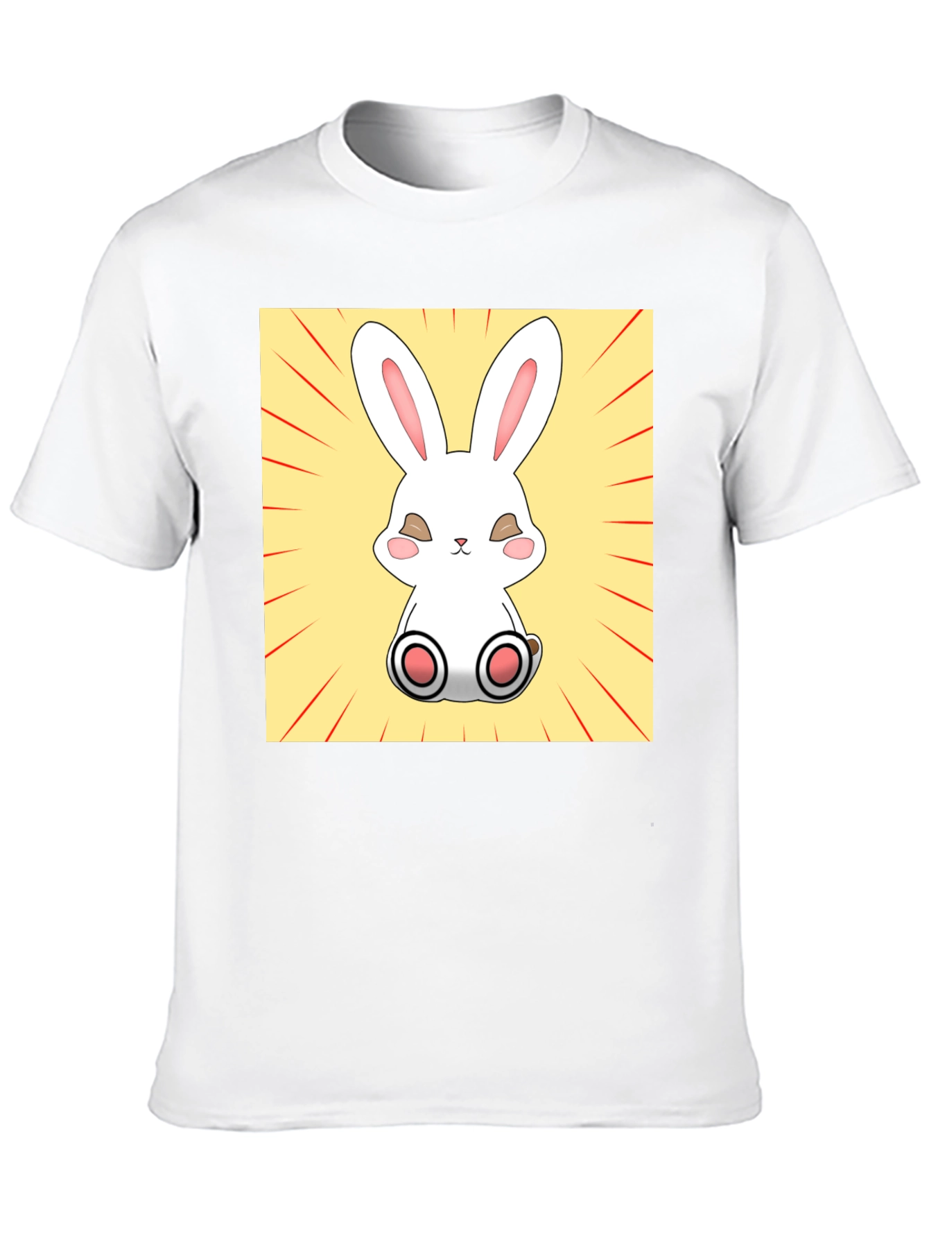 Camiseta Negra con Diseño de Conejito Kawaii
