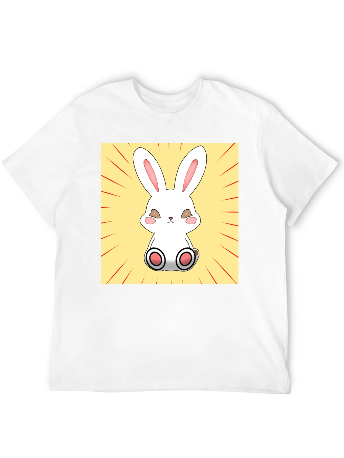 Camiseta Negra con Diseño de Conejito Kawaii