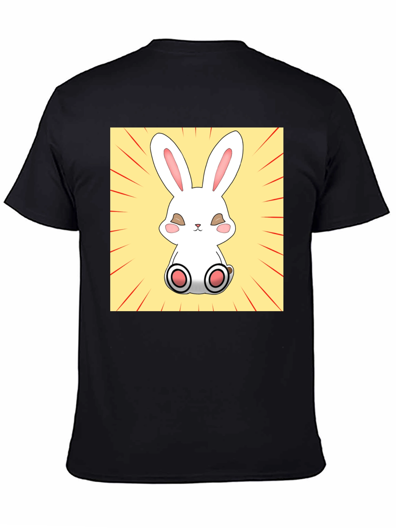 Camiseta Negra con Diseño de Conejito Kawaii