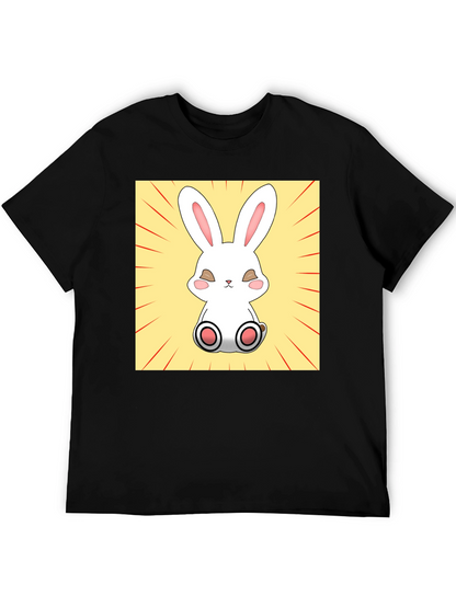 Camiseta Negra con Diseño de Conejito Kawaii