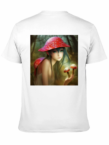 Camiseta Negra con Diseño de Hada de Hongos