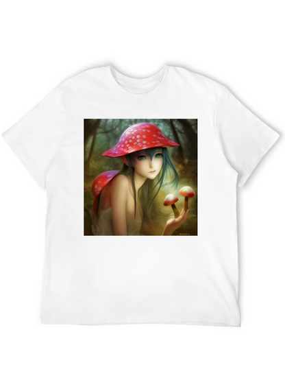 Camiseta Negra con Diseño de Hada de Hongos