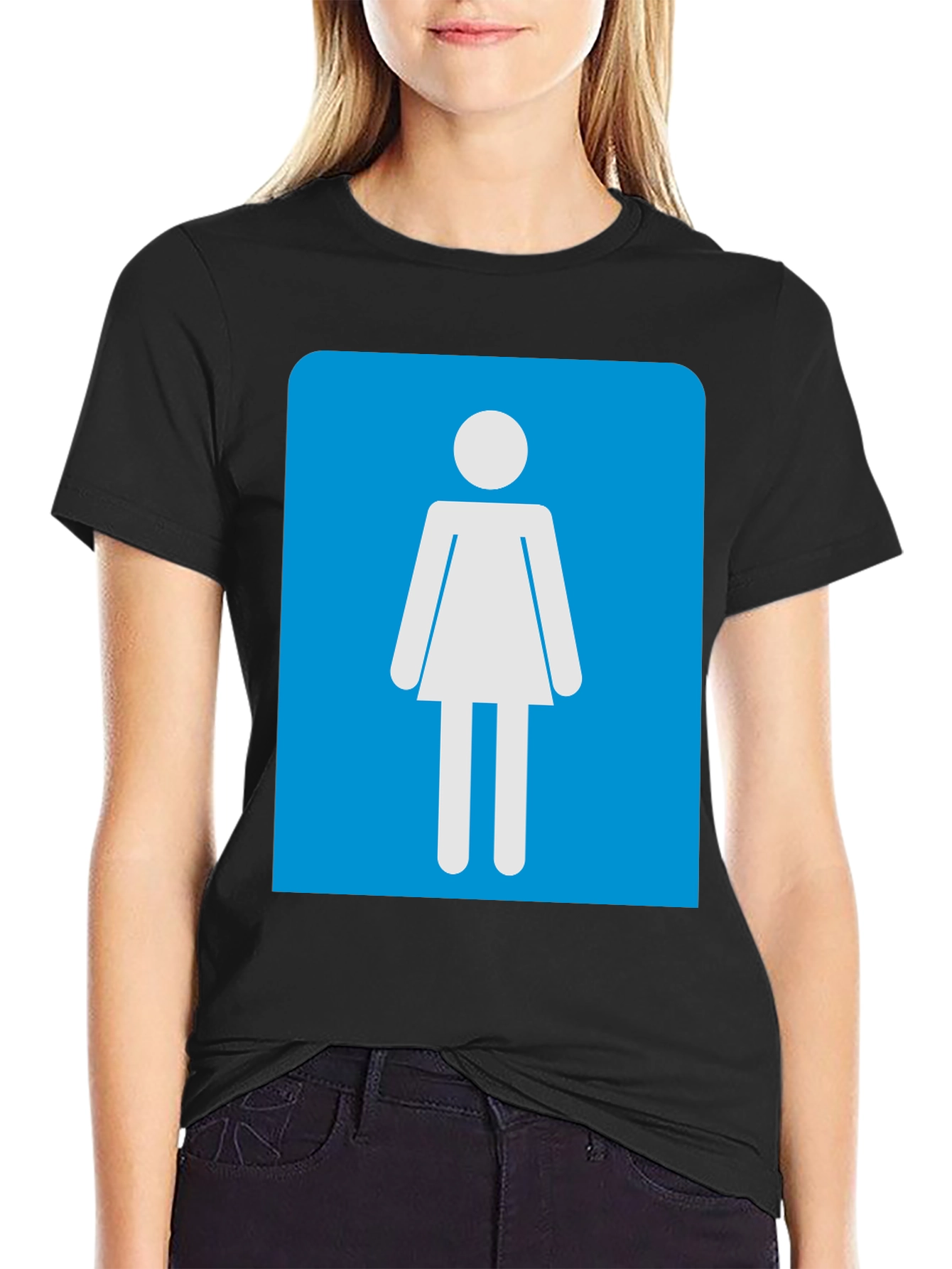 Camiseta Negra Mujer - Señal de Baño