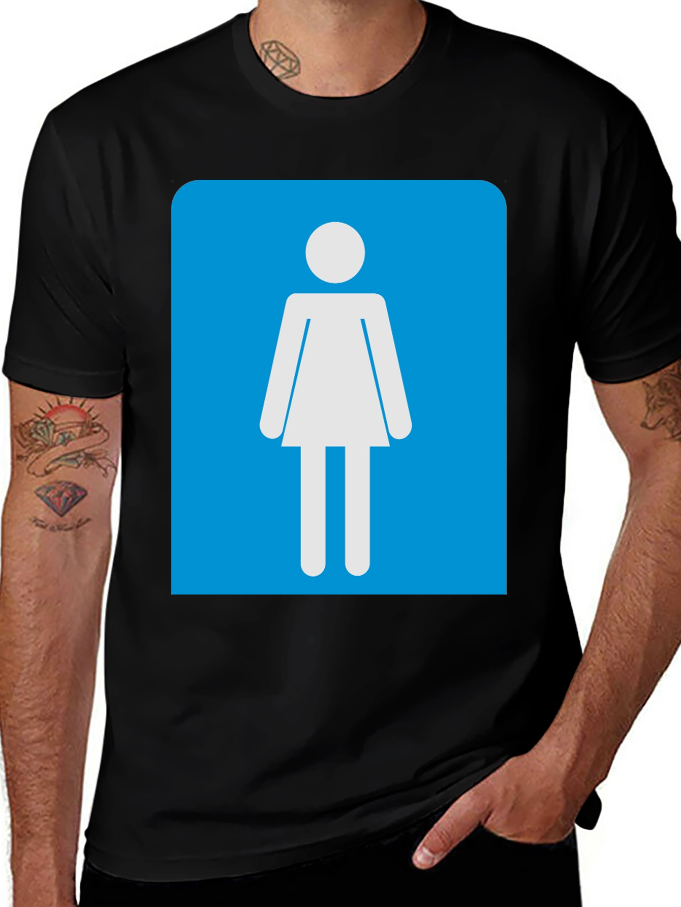 Camiseta Negra Mujer - Señal de Baño