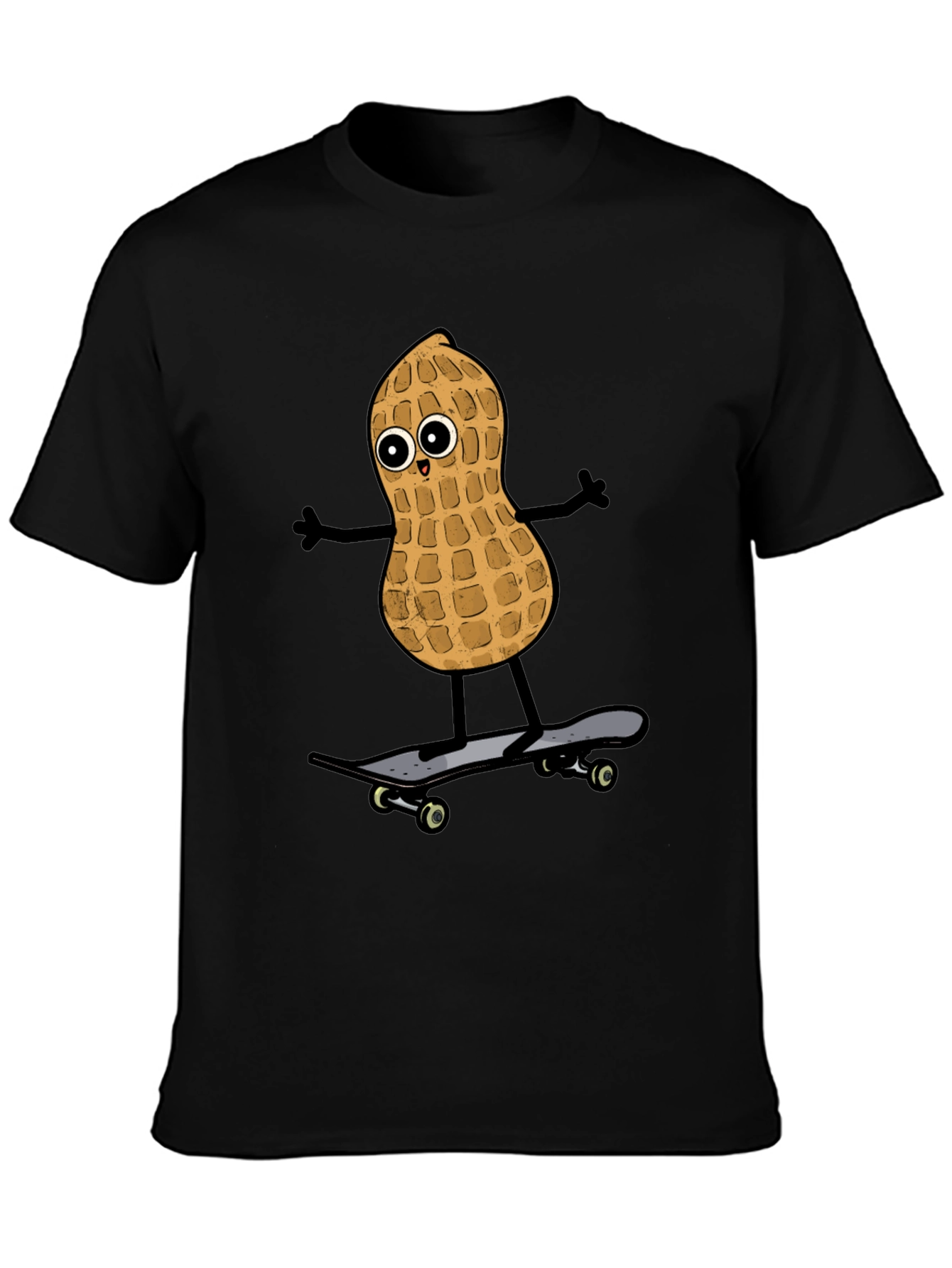 Camiseta Negra con Diseño de Cacahuete Skater