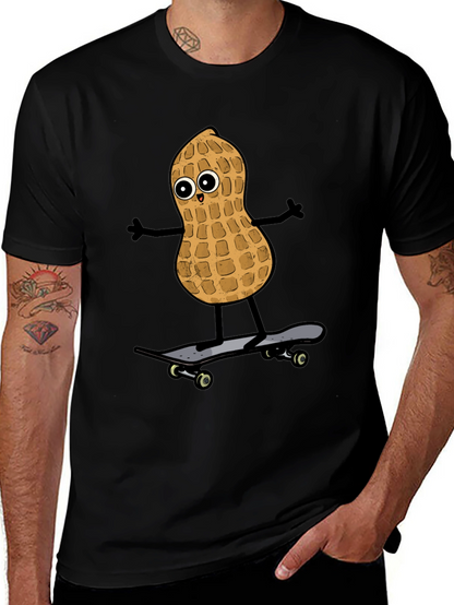Camiseta Negra con Diseño de Cacahuete Skater