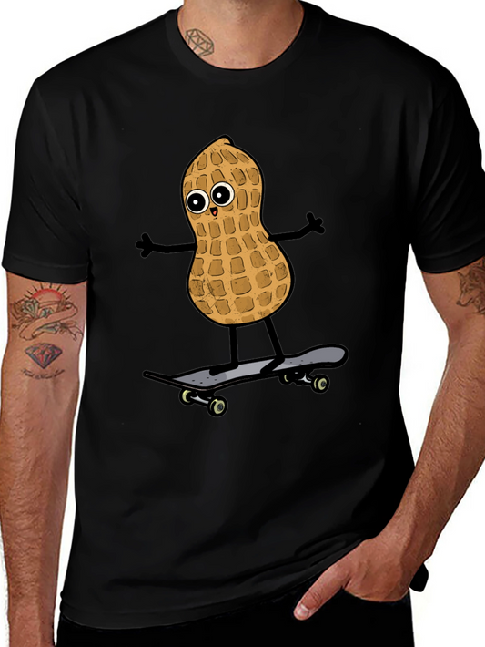 Camiseta Negra con Diseño de Cacahuete Skater