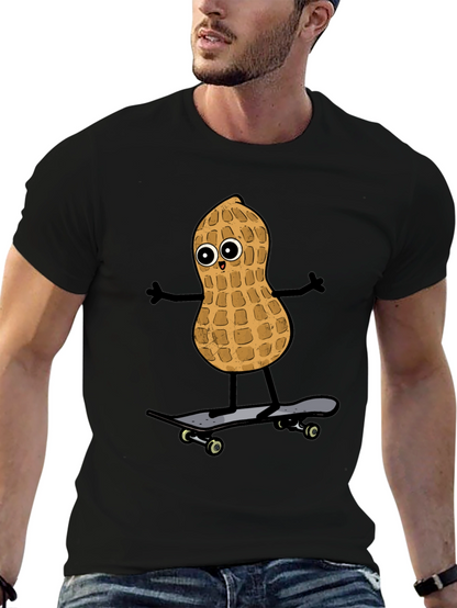 Camiseta Negra con Diseño de Cacahuete Skater