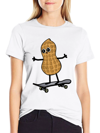 Camiseta Negra con Diseño de Cacahuete Skater