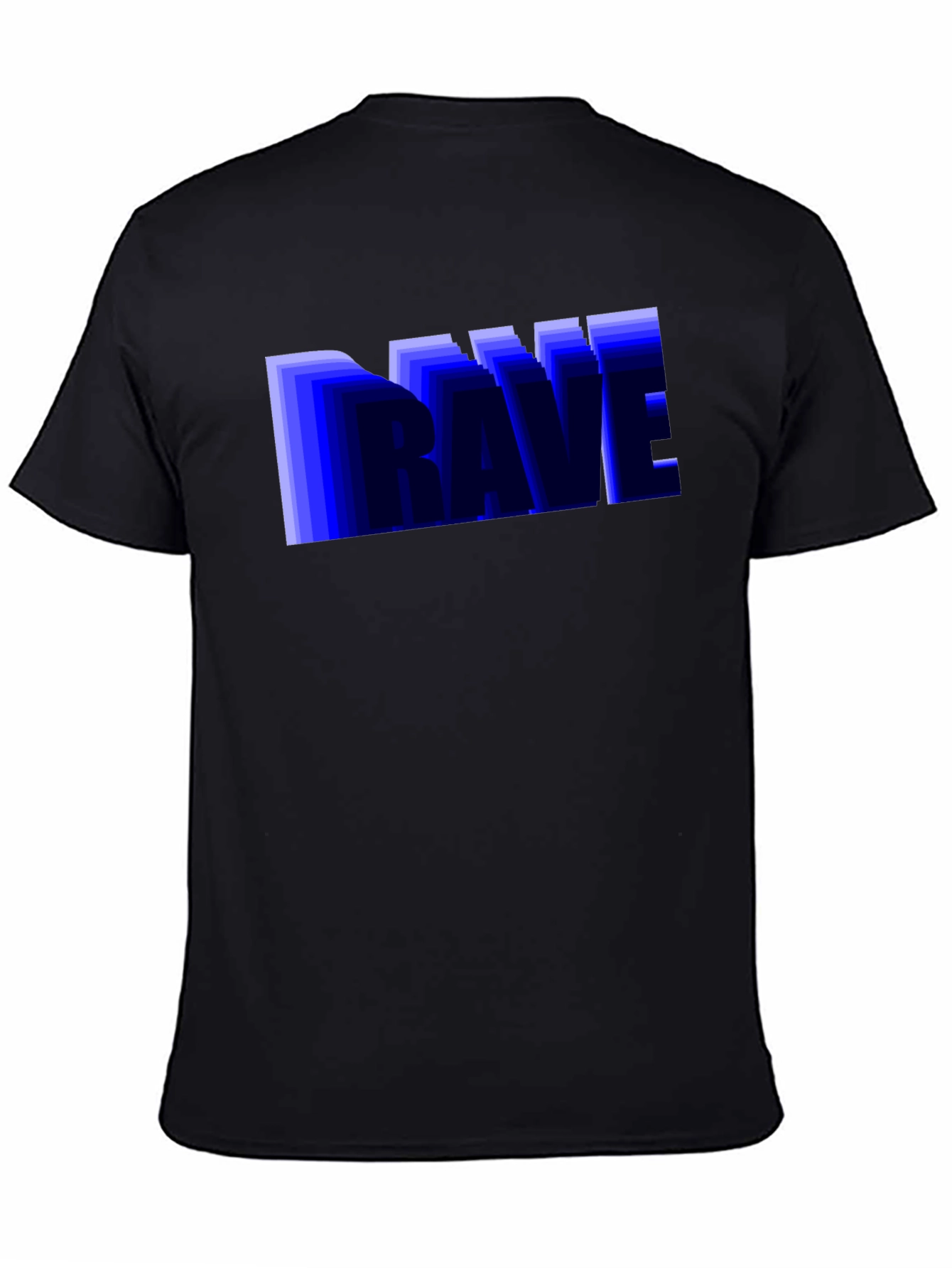 Camiseta Negra Hombre Diseño Rave Azul