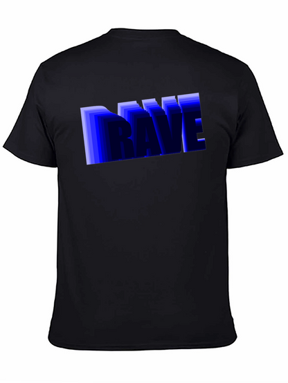 Camiseta Negra Hombre Diseño Rave Azul