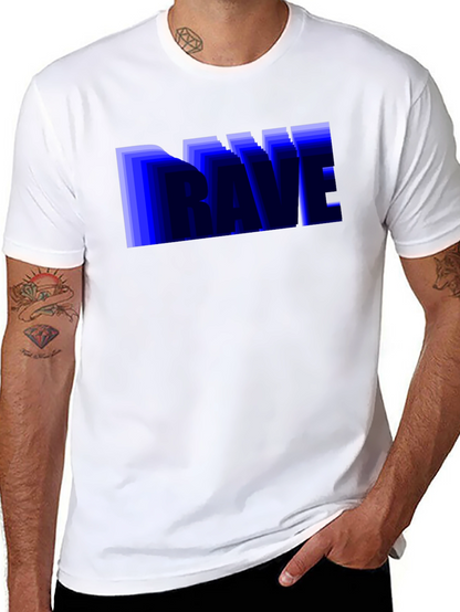 Camiseta Negra Hombre Diseño Rave Azul