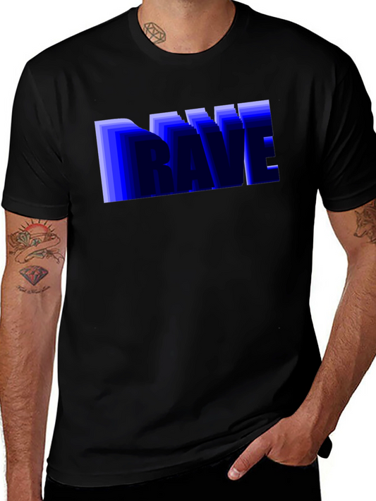 Camiseta Negra Hombre Diseño Rave Azul