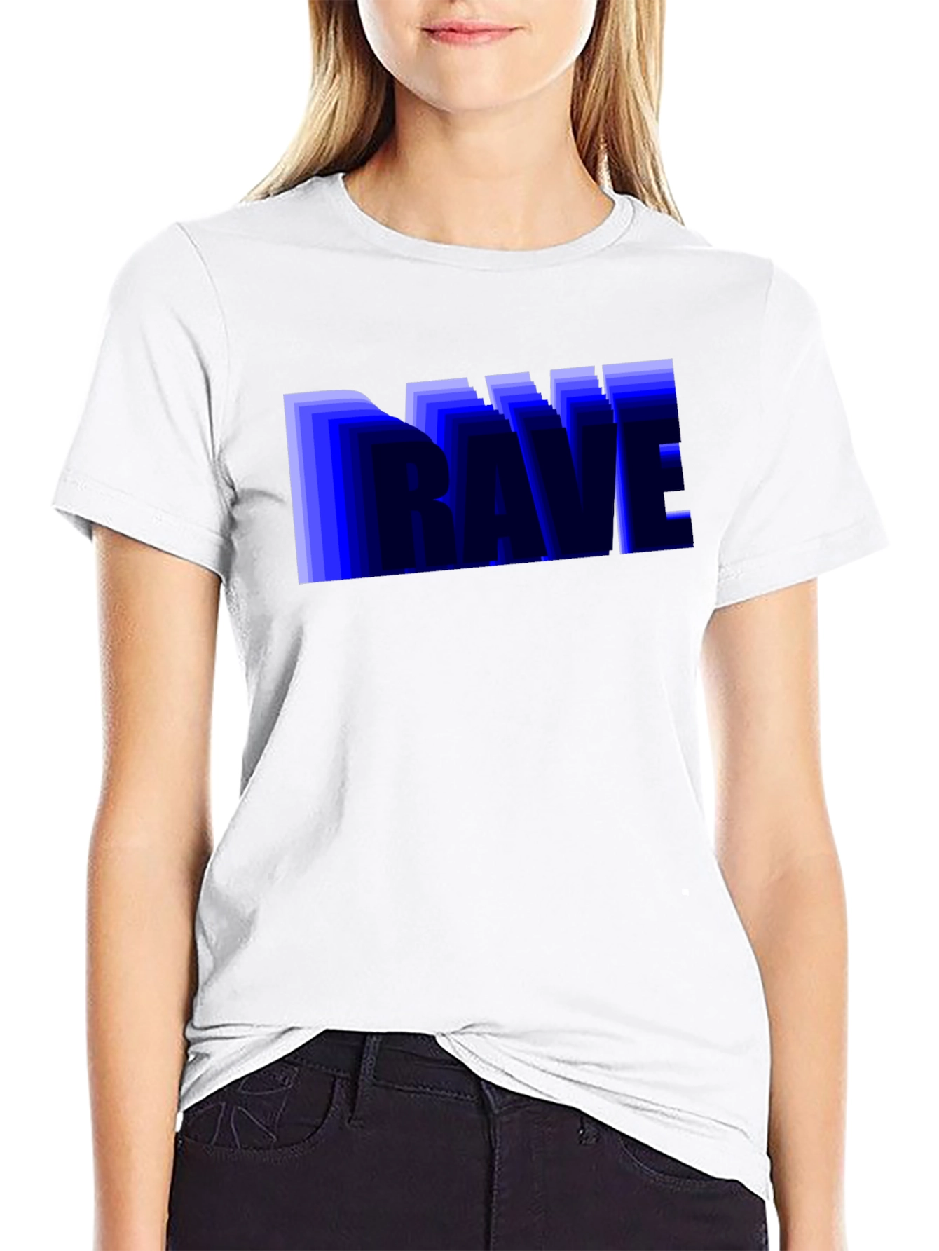 Camiseta Negra Hombre Diseño Rave Azul