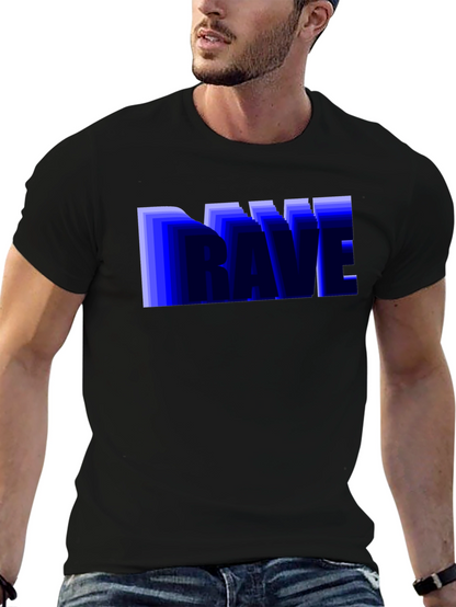 Camiseta Negra Hombre Diseño Rave Azul