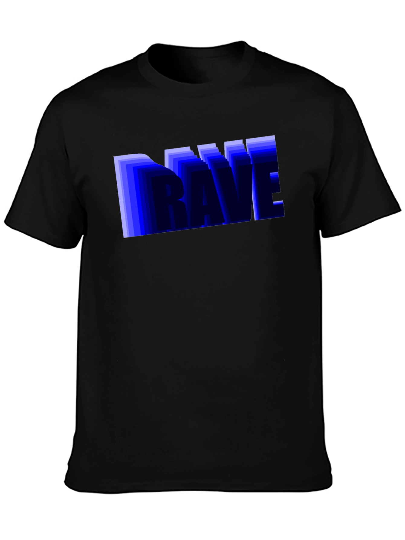 Camiseta Negra Hombre Diseño Rave Azul