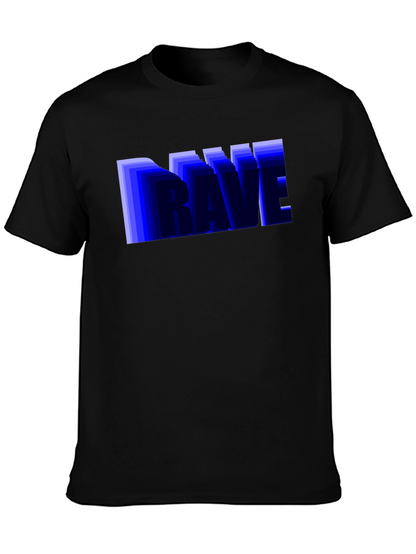 Camiseta Negra Hombre Diseño Rave Azul