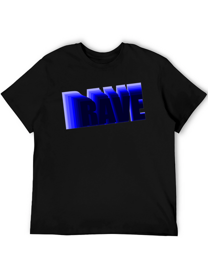 Camiseta Negra Hombre Diseño Rave Azul